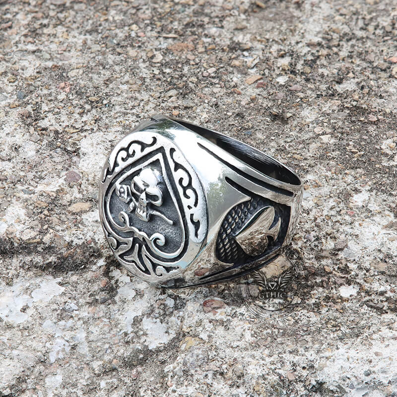Spades Skull Stainless Steel Ring