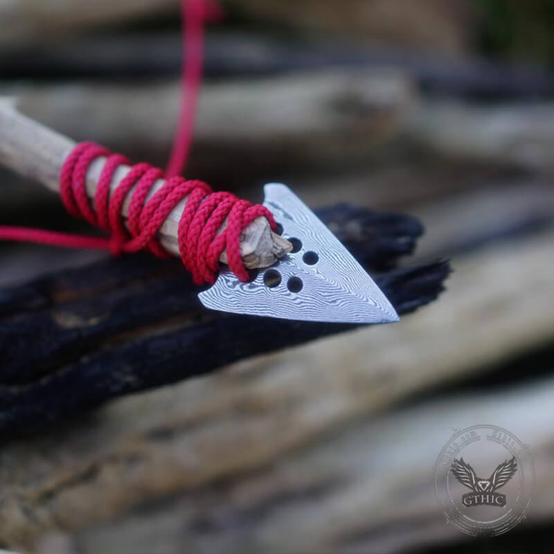 Spearhead Damascus Steel Viking Pendant