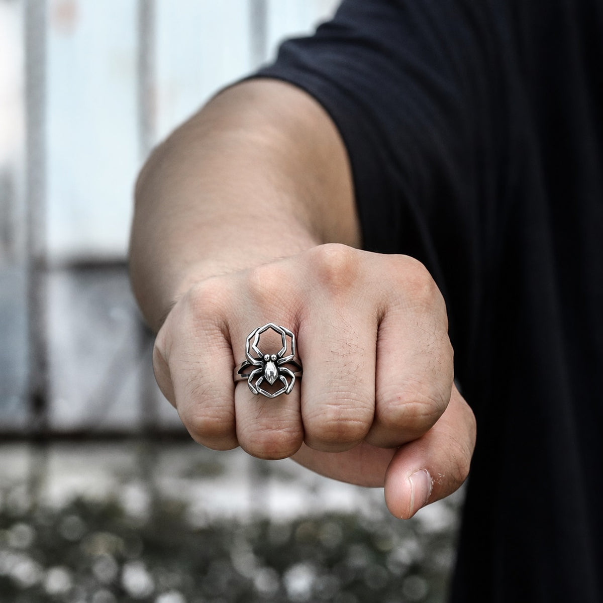 Spider Biker Ring in Stainless Steel