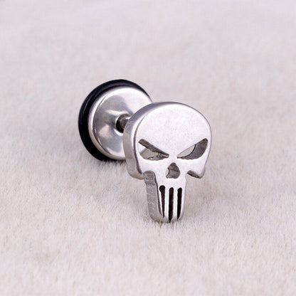 Spooky Skull Stud Earrings in Stainless Steel