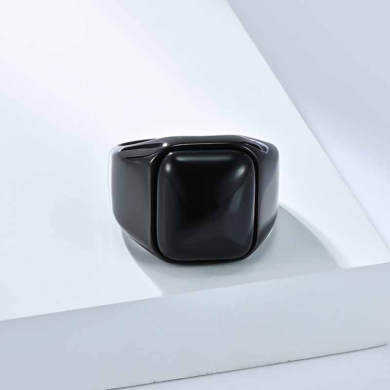 Square Tiger Eye Stone Ring in Stainless Steel