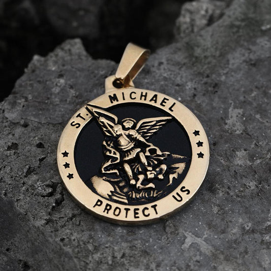 St. Michael Protect Us Pendant in Stainless Steel