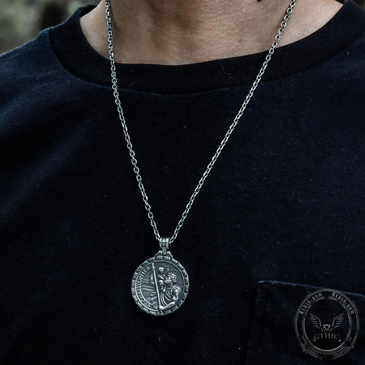 St. Christopher Guide Us Pendant in Stainless Steel