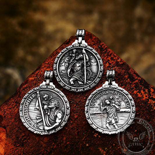 St. Christopher Guide Us Pendant in Stainless Steel