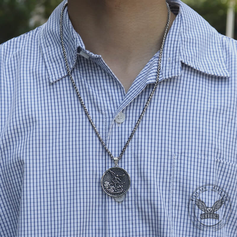 St. Michael Archangel Pendant in Stainless Steel