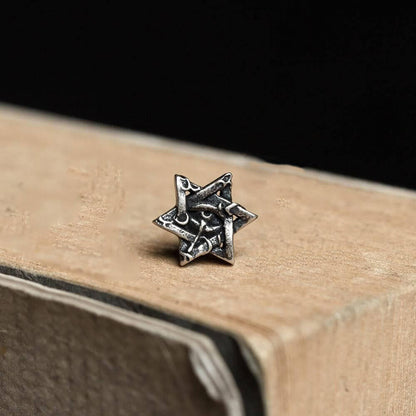 Star Of David All Seeing Eye Stud Earring in Sterling Silver