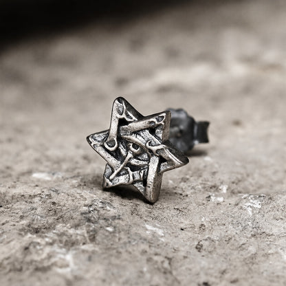 Star Of David All Seeing Eye Stud Earring in Sterling Silver