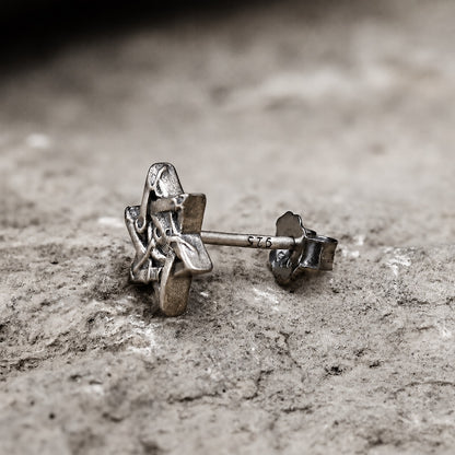 Star Of David All Seeing Eye Stud Earring in Sterling Silver
