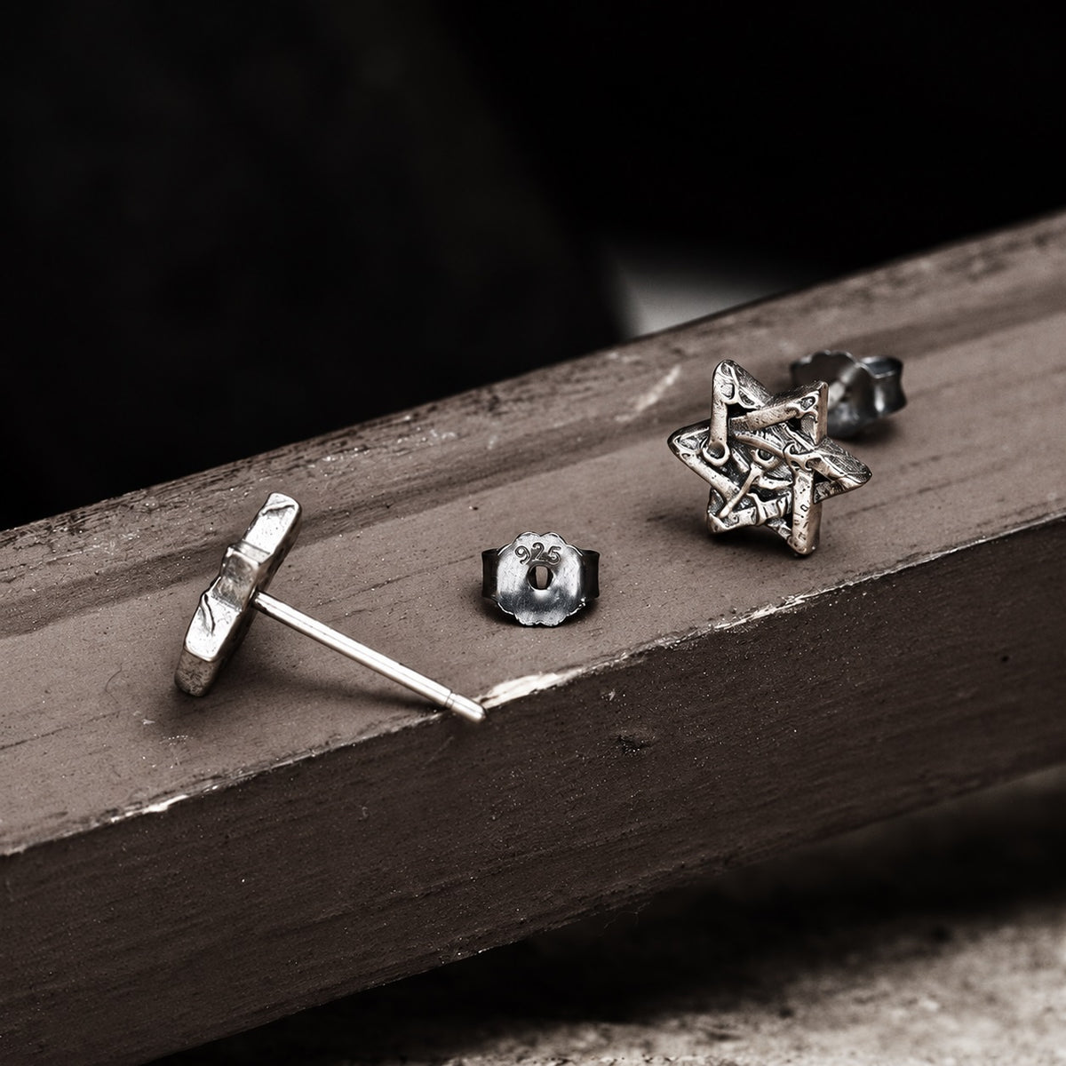 Star Of David All Seeing Eye Stud Earring in Sterling Silver