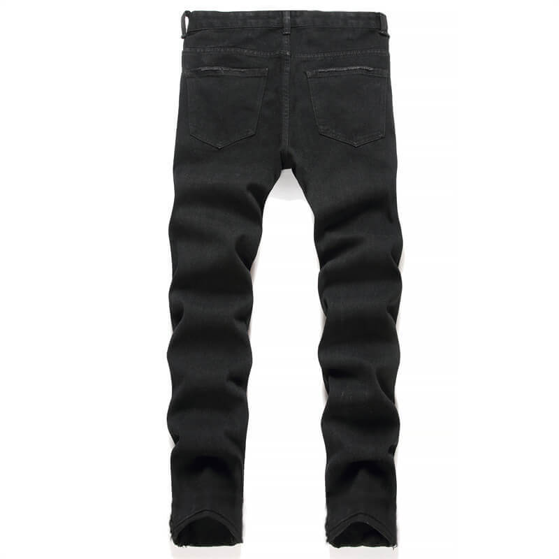 Star Patch Ripped Cotton Pants