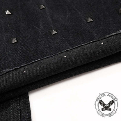 Street Punk Studded Design Wide Leg Baggy Jeans