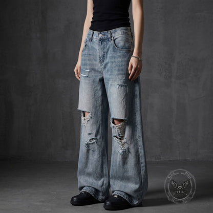 Street Retro American Ripped Loose Jeans