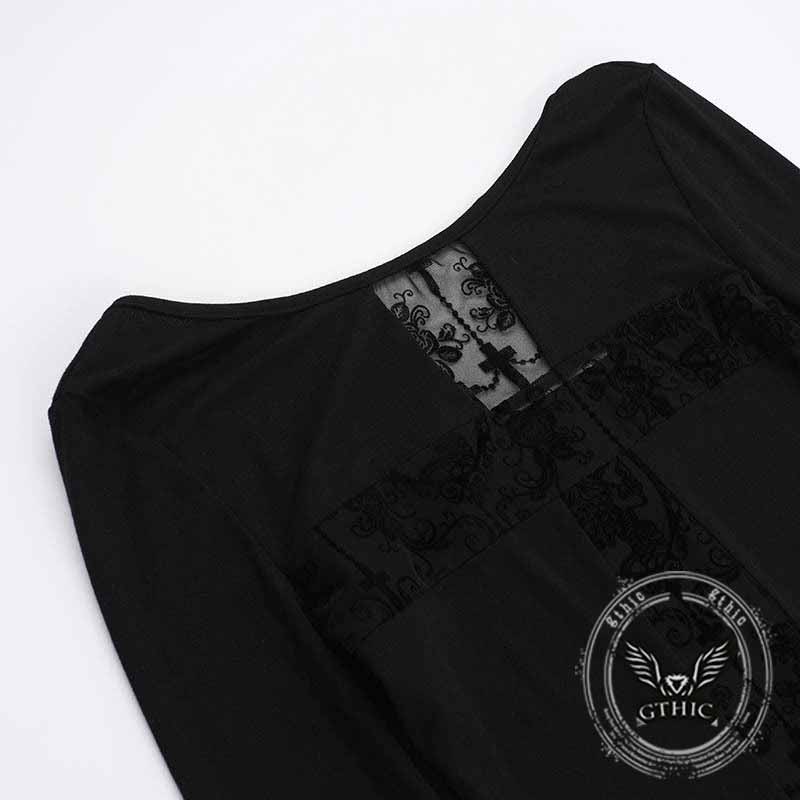 Street Style Cross Hollow Perspective All-Match Top