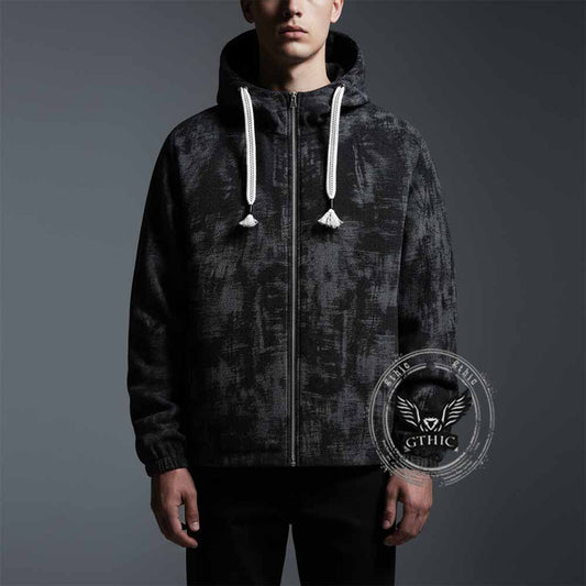 Streetwear Graffiti Print Casual Zip-Up Hooded Jacket