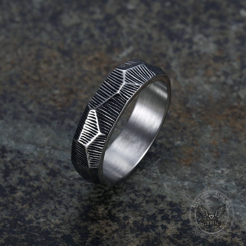 Striped Pattern Ring in Stainless Steel