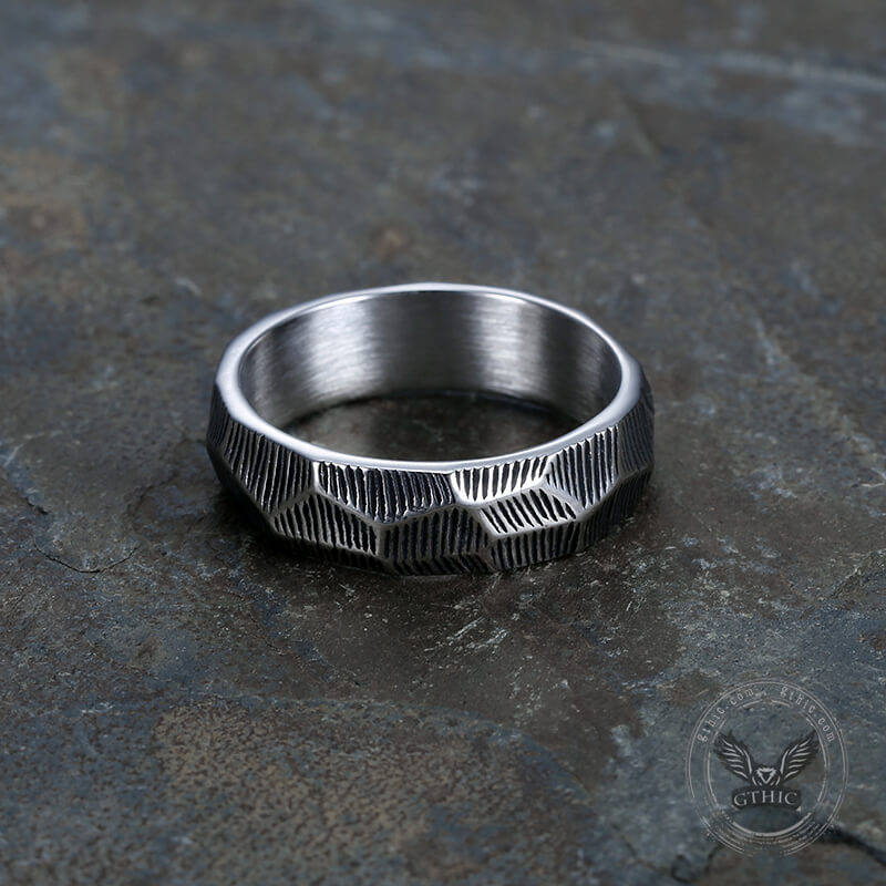 Striped Pattern Ring in Stainless Steel
