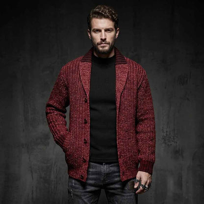 Stylish Button-Front Slim Solid Color Knit Cardigan