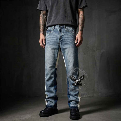 Stylish Patchwork Bootcut Versatile Cotton Jeans