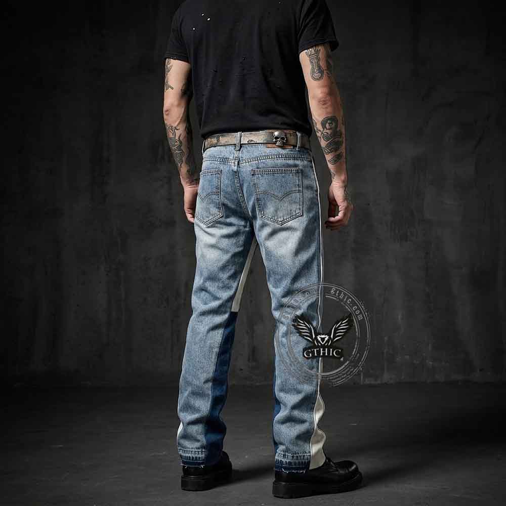 Stylish Patchwork Bootcut Versatile Cotton Jeans