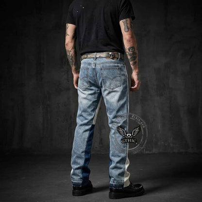 Stylish Patchwork Bootcut Versatile Cotton Jeans