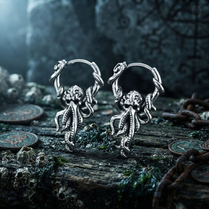 Stylish Stainless Steel Stackable Octopus Hoop Earrings