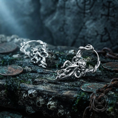 Stylish Stainless Steel Stackable Octopus Hoop Earrings