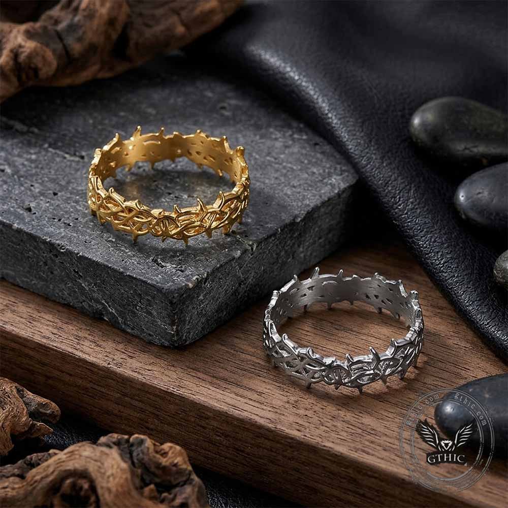 Stylish Thorn Hollow Stainless Steel Simple Ring