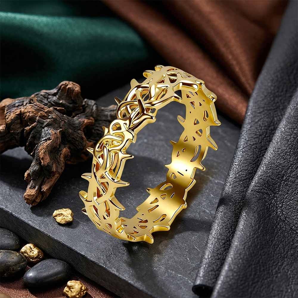 Stylish Thorn Hollow Stainless Steel Simple Ring