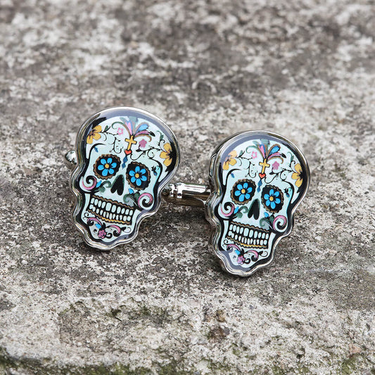 Sugar Skull Cufflinks in Brass
