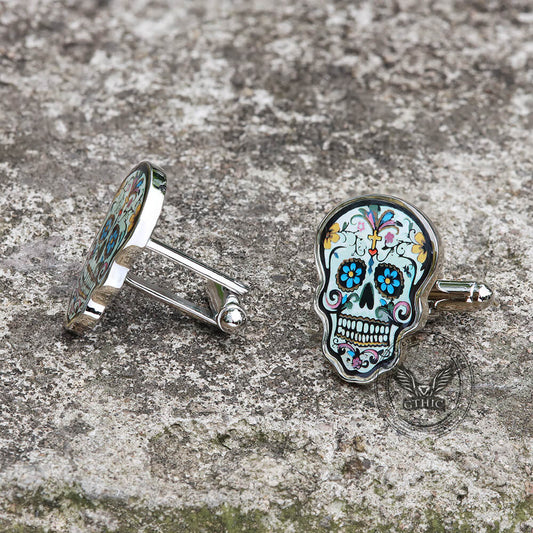 Sugar Skull Cufflinks in Brass