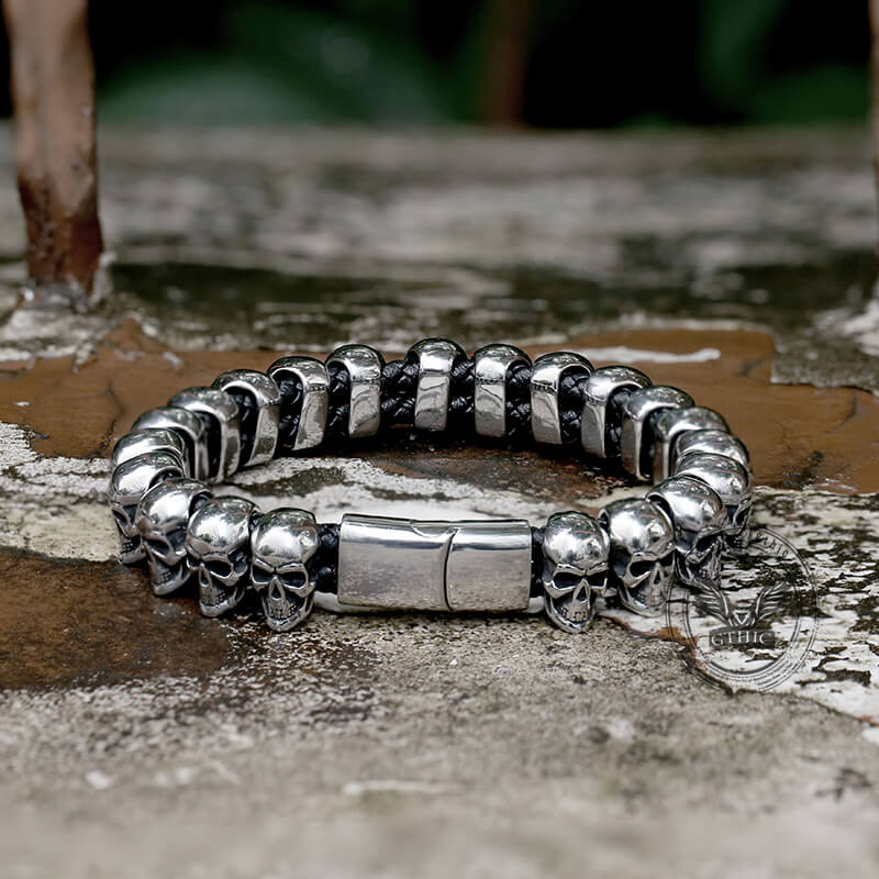 Surrounded Skulls Bracelet in Stainless Steel
