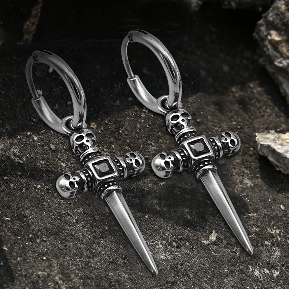 Sword Skull Earring in Stainless Steel