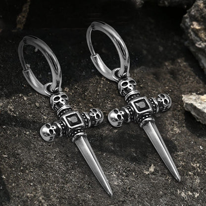 Sword Skull Earring in Stainless Steel