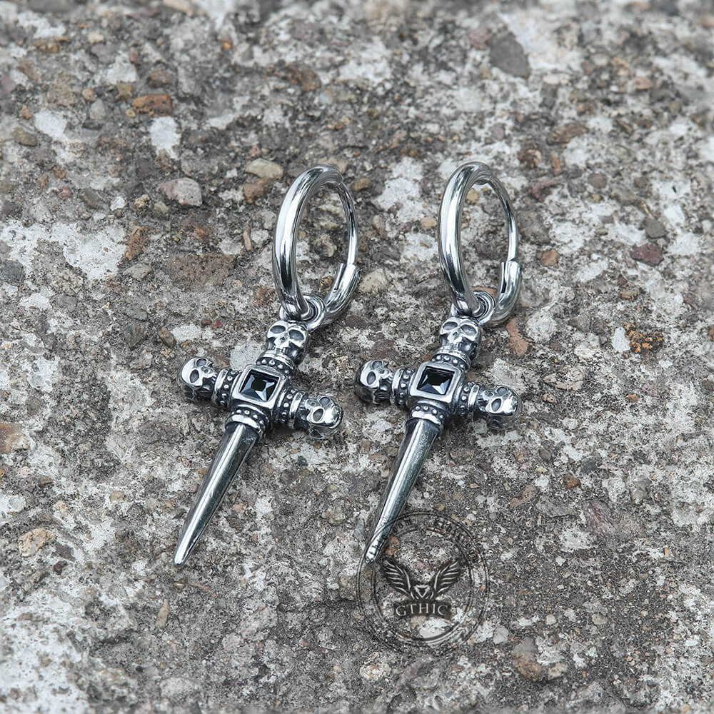 Sword Skull Earring in Stainless Steel