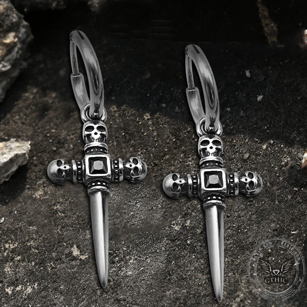 Sword Skull Earring in Stainless Steel