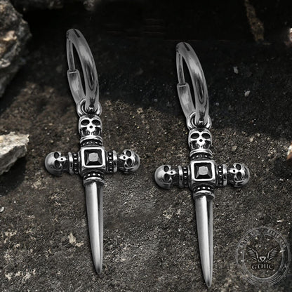 Sword Skull Earring in Stainless Steel