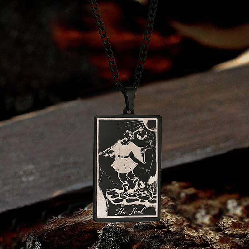 The Fool Tarot Card Necklace in Stainless Steel