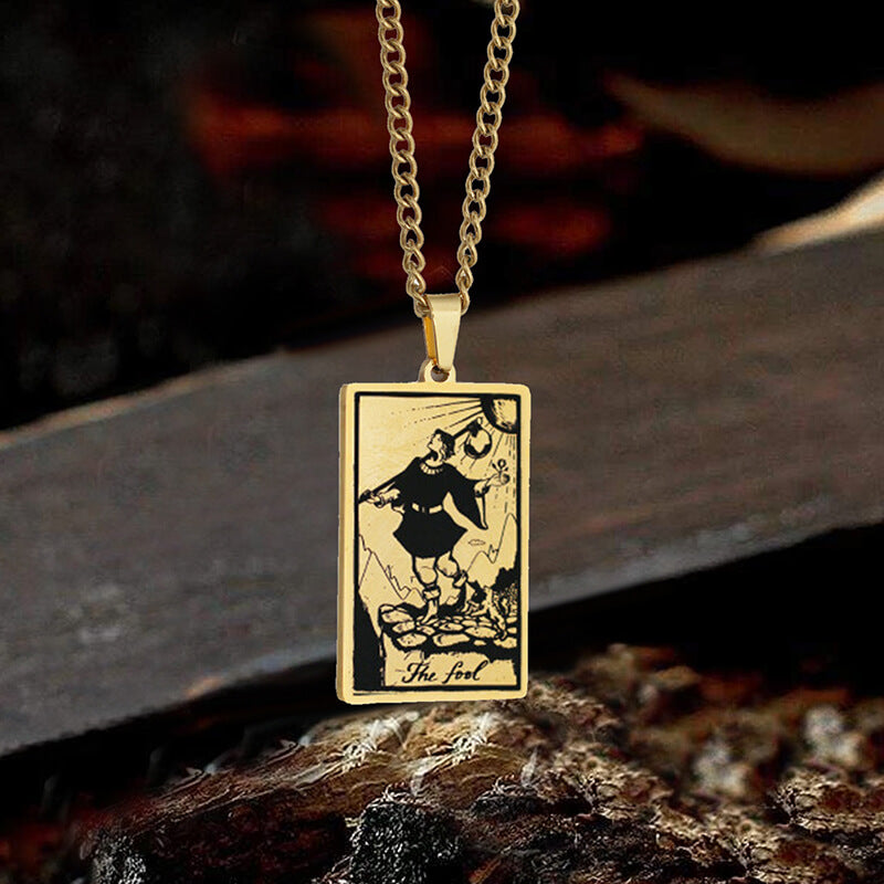 The Fool Tarot Card Necklace in Stainless Steel