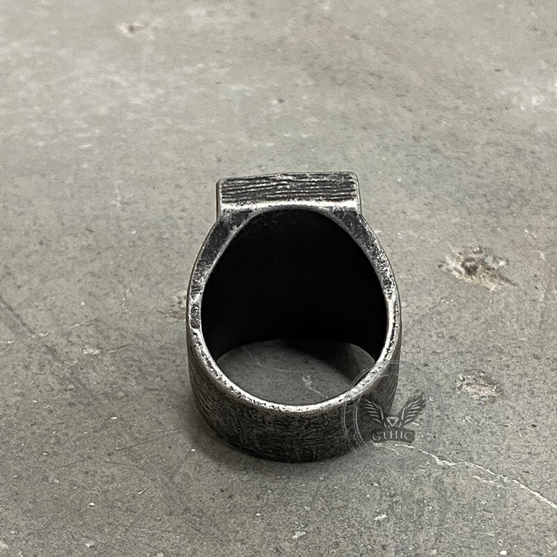 The Gate of Heaven Cross Ring in Stainless Steel