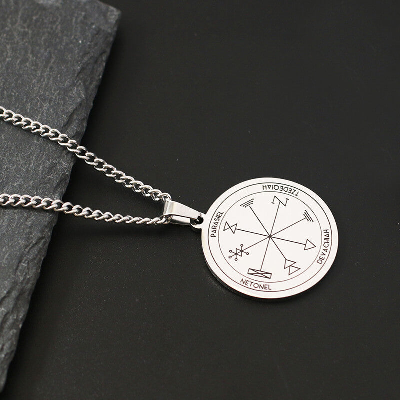The Key of Solomon Pentacle of Jupiter Necklace in Stainless Steel
