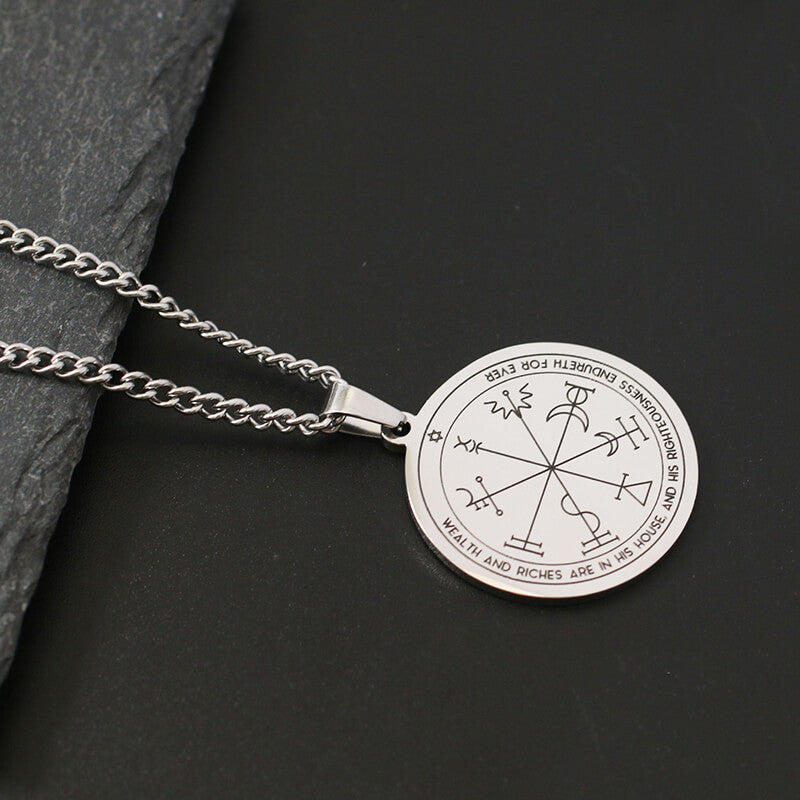 The Key of Solomon Pentacle of Jupiter Necklace in Stainless Steel