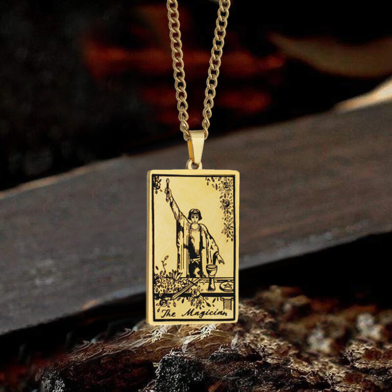 The Magician Tarot Card Necklace in Stainless Steel