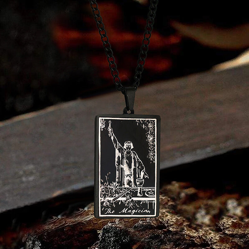 The Magician Tarot Card Necklace in Stainless Steel