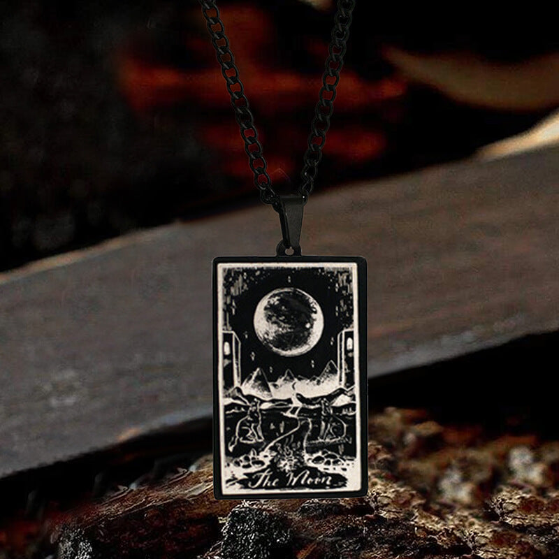 The Moon Major Arcana Tarot Necklace in Stainless Steel