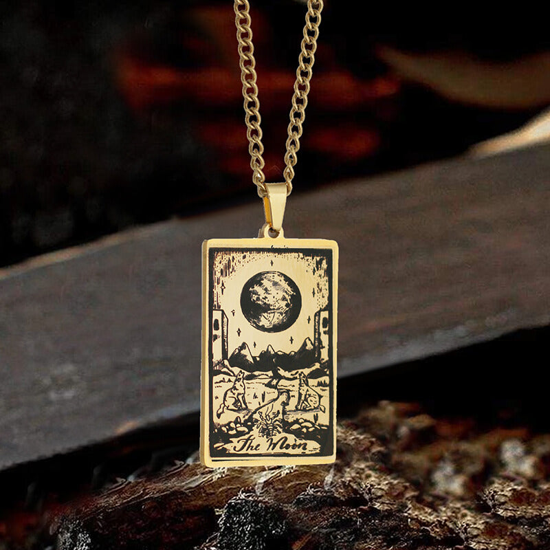 The Moon Major Arcana Tarot Necklace in Stainless Steel
