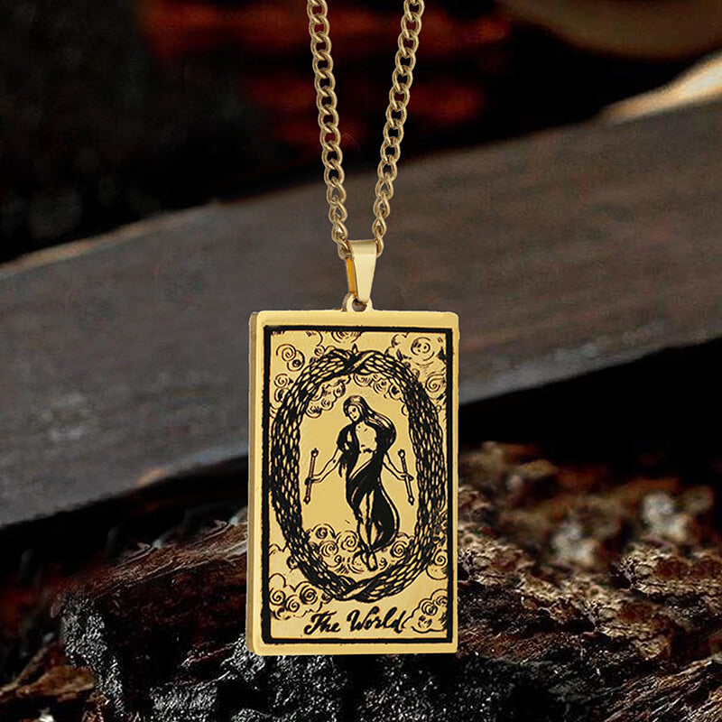 The World Major Arcana Tarot Necklace in Stainless Steel