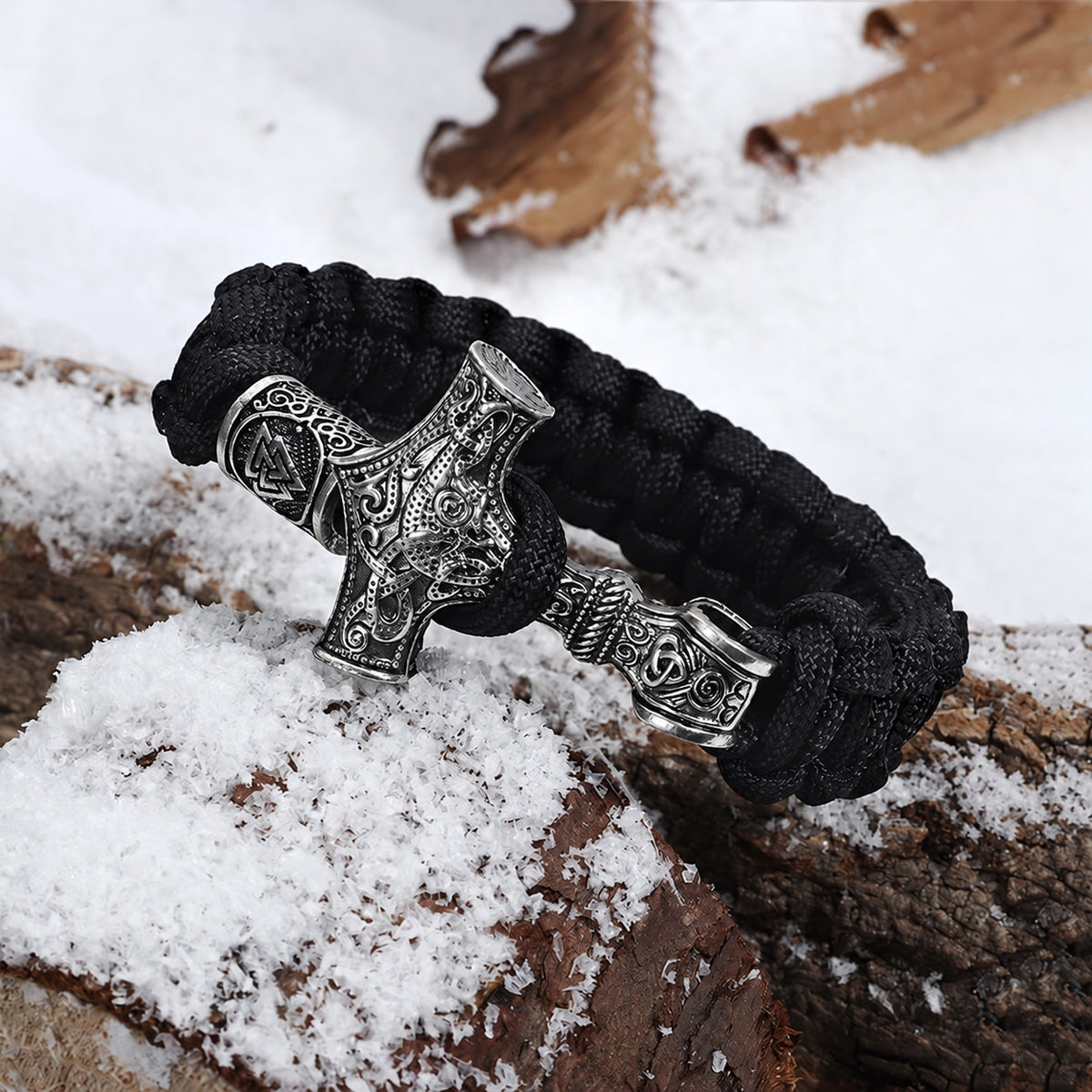 Thor's Hammer Braided Rope Viking Bracelet