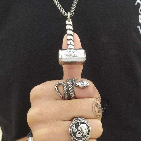 Thor's Hammer Valknut Viking Necklace in Stainless Steel