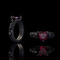 Till Death Do Us Part Heart Gem Sterling Silver Skull Ring