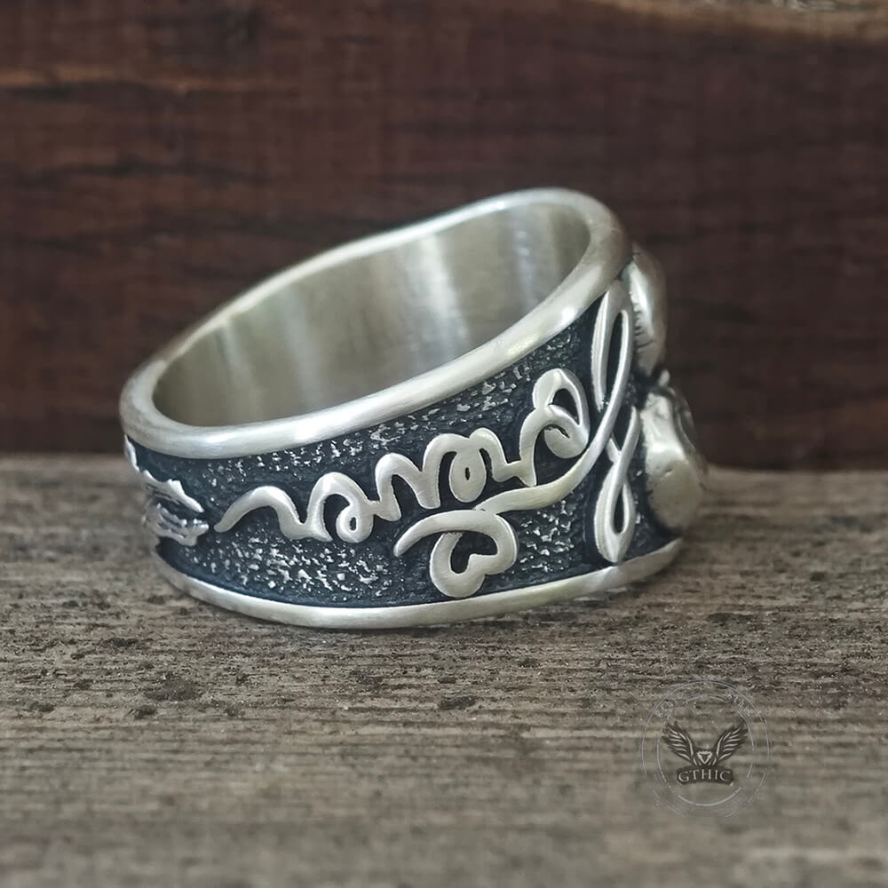 Till Death Do Us Part Skull Gem Sterling Silver Couple Ring
